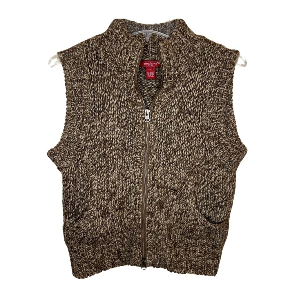 Sundance Alpaca Blend Brown Zipper Front Vest Size S